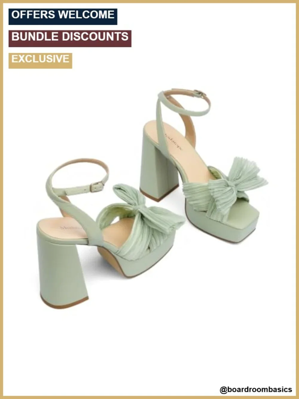 Bow Tie Platform Heels for Women Chunky Block Heel Square Open Toe Sandals